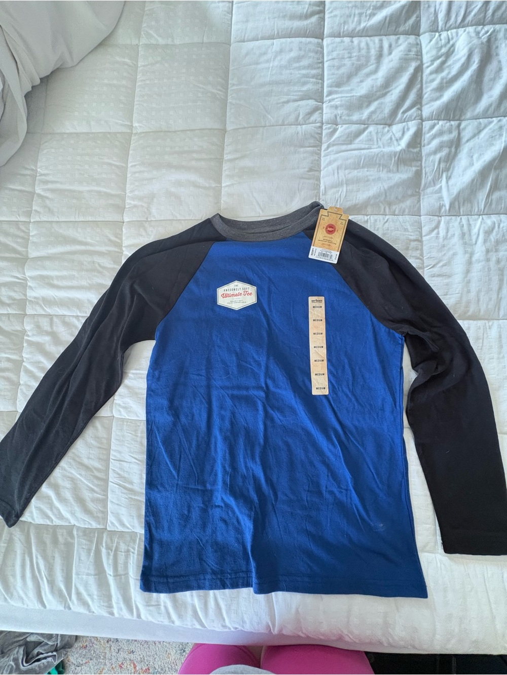 urban pipeline Blue and Black Raglan Long Sleeve Tee